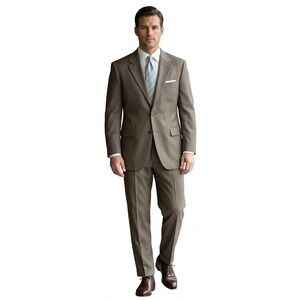 VTG Lauren Ralph Lauren Mens 2 Button Wool Cashmere Suit Taupe 44R‎ Lord Taylor